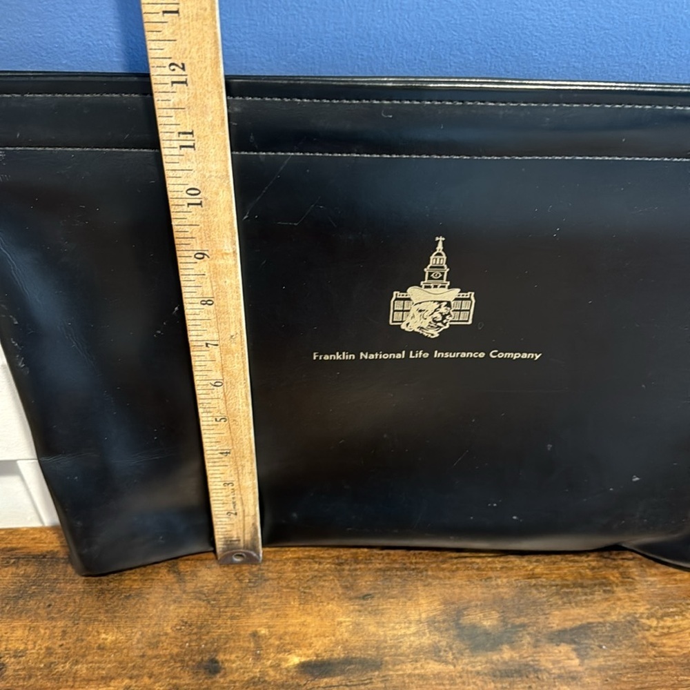 Vintage Large black Vinyl Document Bag Franklin national life insurance company - Picture 5 of 6